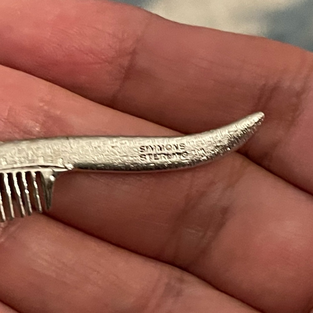 Antique solid sterling silver eyebrow beard comb - Picture 6 of 9